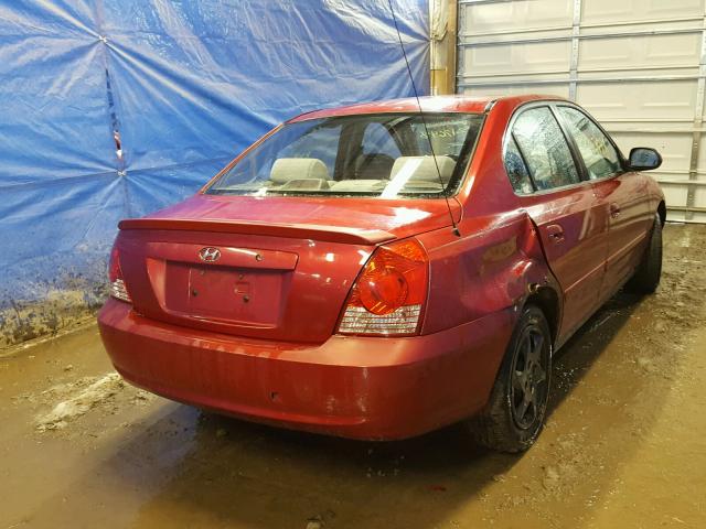 KMHDN46DX4U821749 - 2004 HYUNDAI ELANTRA GL RED photo 4