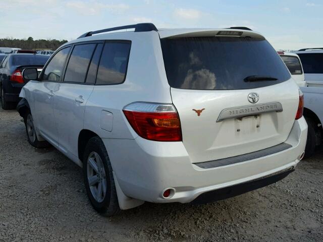 5TDZA3EH2AS001587 - 2010 TOYOTA HIGHLANDER WHITE photo 3