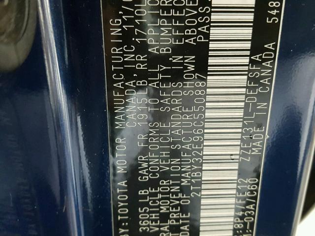 2T1BY32E96C550887 - 2006 TOYOTA COROLLA XR 蓝色 照片 10