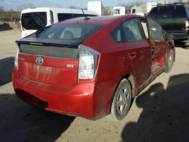 JTDKN3DU1B0289255 - 2011 TOYOTA PRIUS RED photo 4