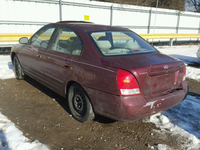 KMHDN45D31U226609 - 2001 HYUNDAI ELANTRA GL MAROON photo 3