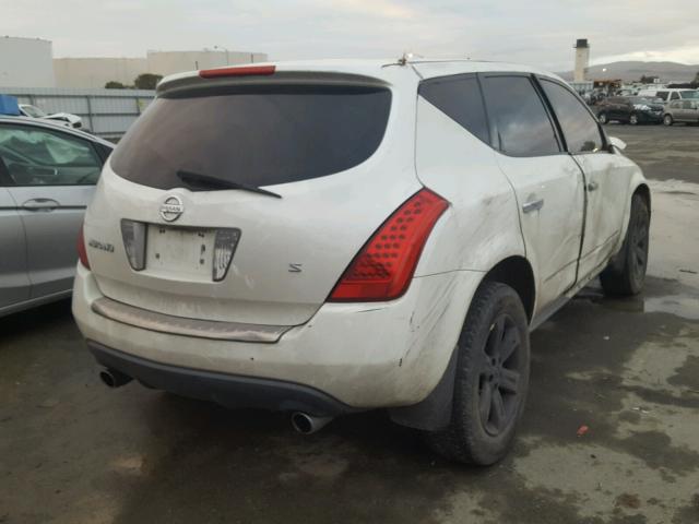 JN8AZ08T26W408759 - 2006 NISSAN MURANO SL WHITE photo 4