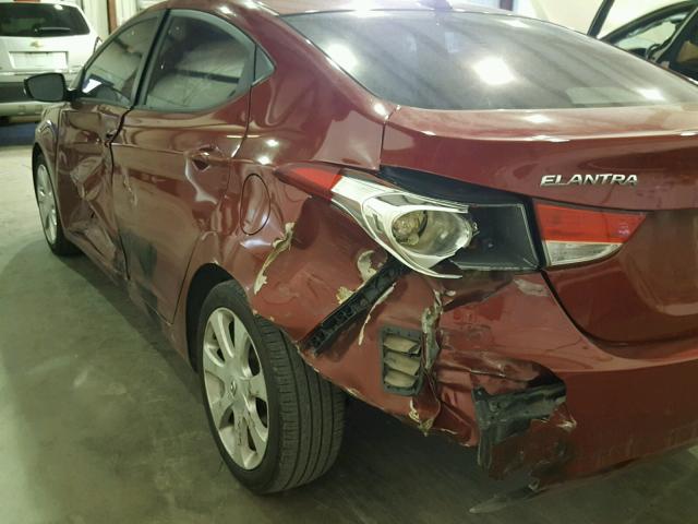 KMHDH4AE0BU169969 - 2011 HYUNDAI ELANTRA GL RED photo 9