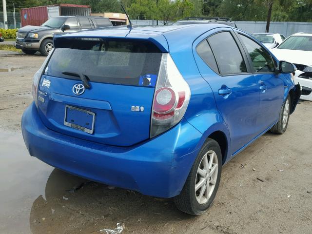 JTDKDTB33C1013524 - 2012 TOYOTA PRIUS C BLUE photo 4