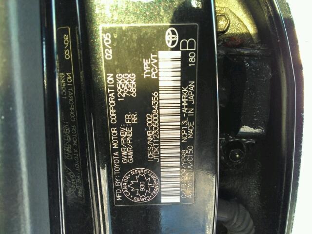 JTDKT123050084356 - 2005 TOYOTA ECHO BLACK photo 9