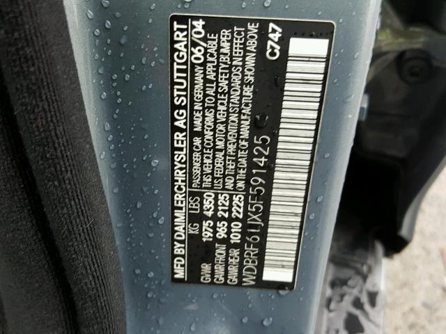 WDBRF61JX5F591425 - 2005 MERCEDES-BENZ C 240 BLUE photo 10