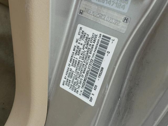 1HGEM22585L073722 - 2005 HONDA CIVIC LX BEIGE photo 10