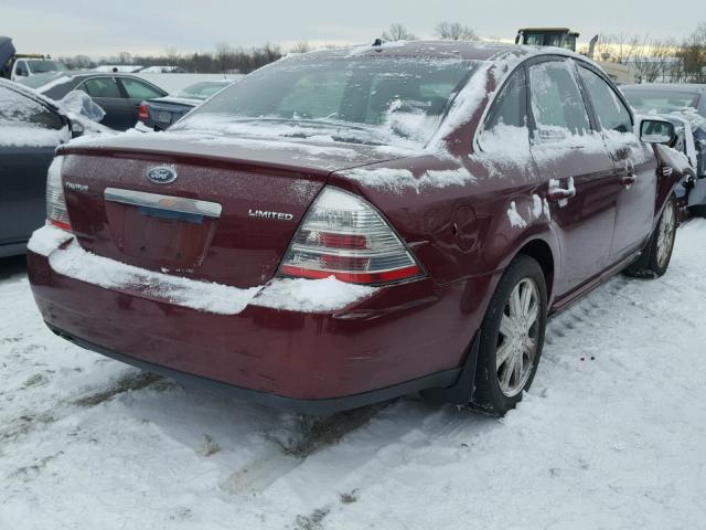 1FAHP25WX8G168597 - 2008 FORD TAURUS LIM RED photo 4