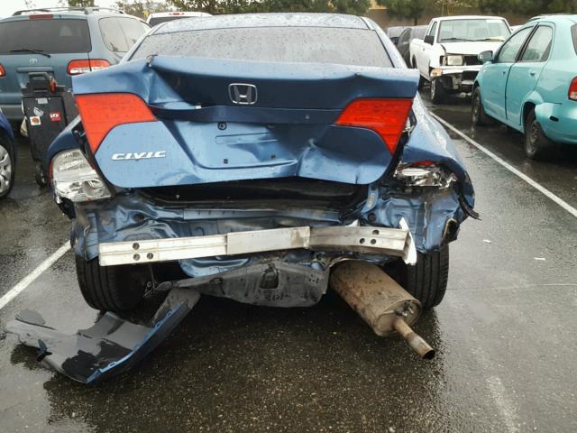 1HGFA16867L085348 - 2007 HONDA CIVIC EX BLUE photo 9