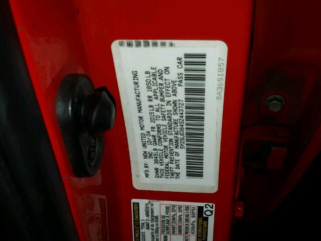 5Y2SL63845Z443727 - 2005 PONTIAC VIBE RED photo 10