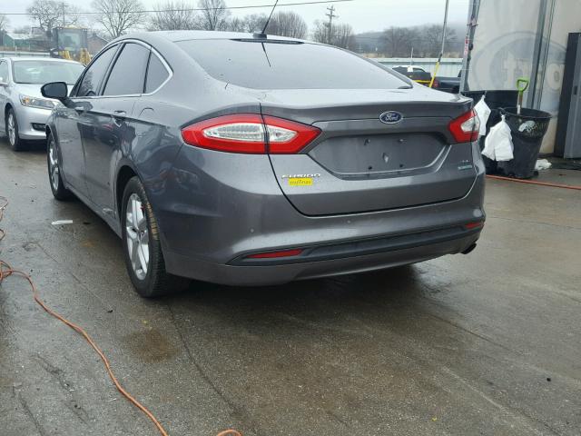 3FA6P0HD7ER224523 - 2014 FORD FUSION SE GRAY photo 3