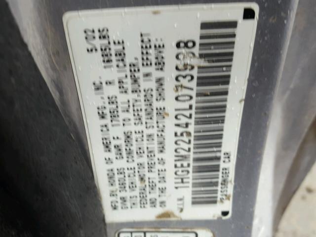 1HGEM22542L073938 - 2002 HONDA CIVIC LX SILVER photo 10