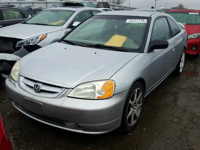 1HGEM22542L073938 - 2002 HONDA CIVIC LX SILVER photo 2