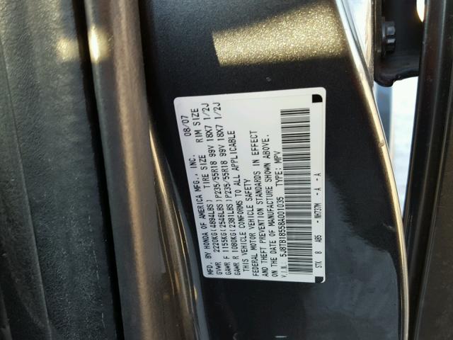 5J8TB18558A001035 - 2008 ACURA RDX TECHNO CHARCOAL photo 10