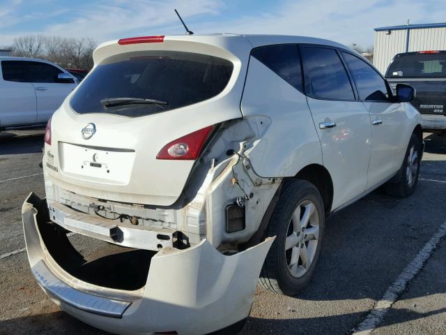 JN8AZ1MU9AW014284 - 2010 NISSAN MURANO S WHITE photo 4