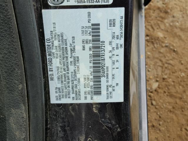 3FAHP02187R137210 - 2007 FORD FUSION SEL BLACK photo 10