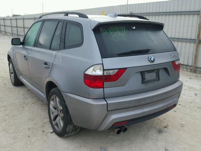 WBXPC93437WF14351 - 2007 BMW X3 3.0SI SILVER photo 3