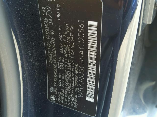 WBANU5C50AC125561 - 2010 BMW 528 I BLACK photo 10