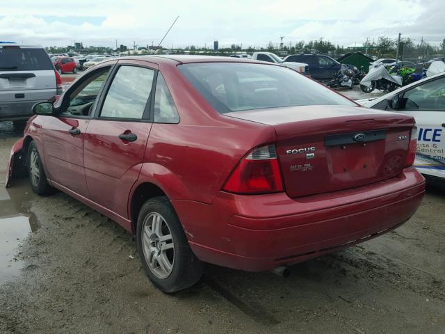 1FAFP34N75W166765 - 2005 FORD FOCUS ZX4 RED photo 3