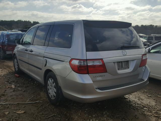 5FNRL38287B106990 - 2007 HONDA ODYSSEY LX SILVER photo 3