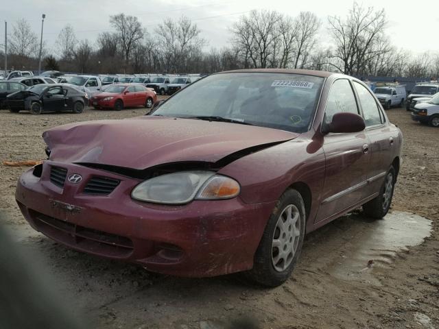 KMHJF35F1YU904781 - 2000 HYUNDAI ELANTRA GL MAROON photo 2