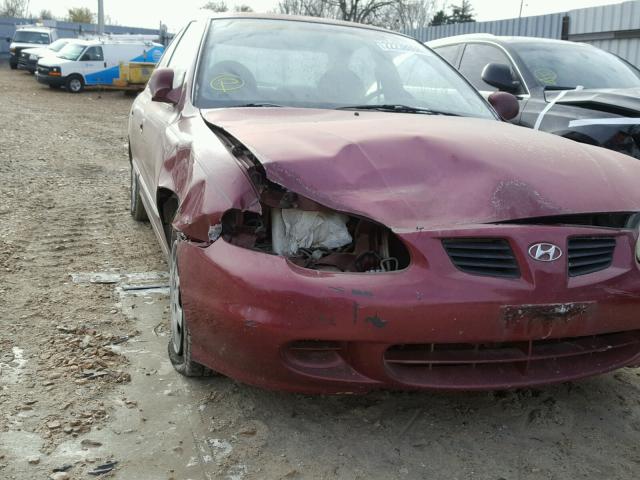 KMHJF35F1YU904781 - 2000 HYUNDAI ELANTRA GL MAROON photo 9