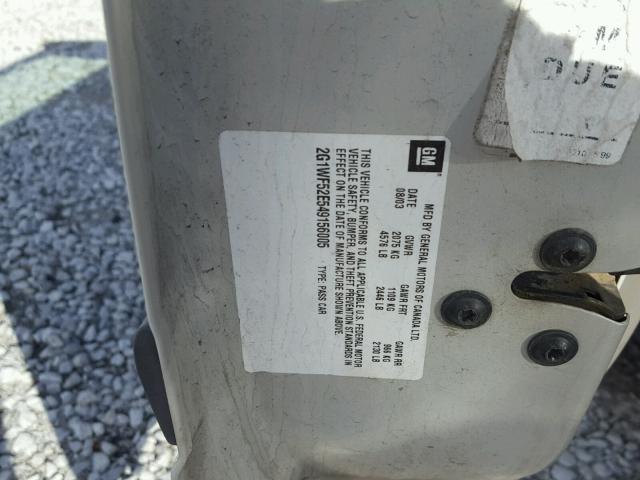 2G1WF52E549156005 - 2004 CHEVROLET IMPALA 灰色 照片 10