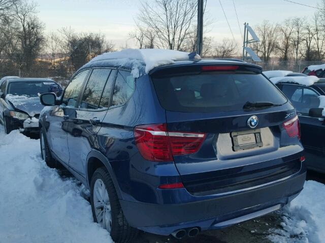 5UXWX9C53D0D07736 - 2013 BMW X3 XDRIVE2 BLUE photo 3