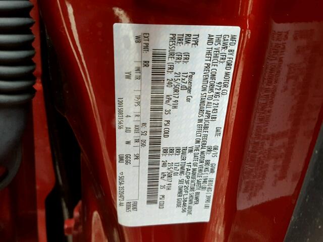 1FADP3F20FL384656 - 2015 FORD FOCUS SE RED photo 10