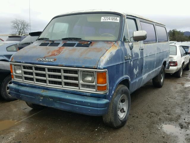 2B7HB23H3HK262549 - 1987 DODGE RAM VAN B2 BLUE photo 2