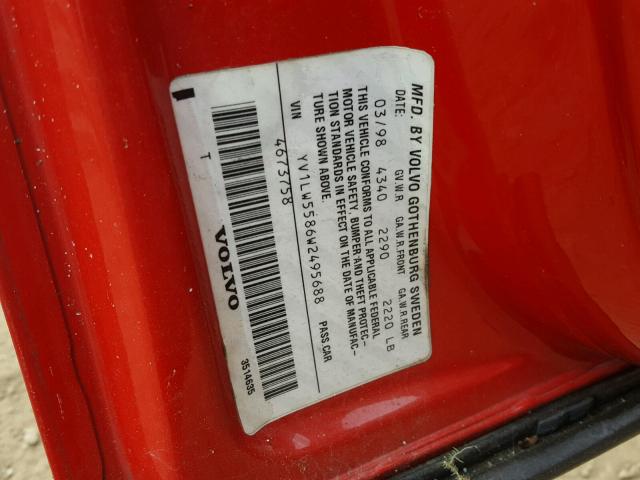 YV1LW5586W2495688 - 1998 VOLVO V70 RED photo 10