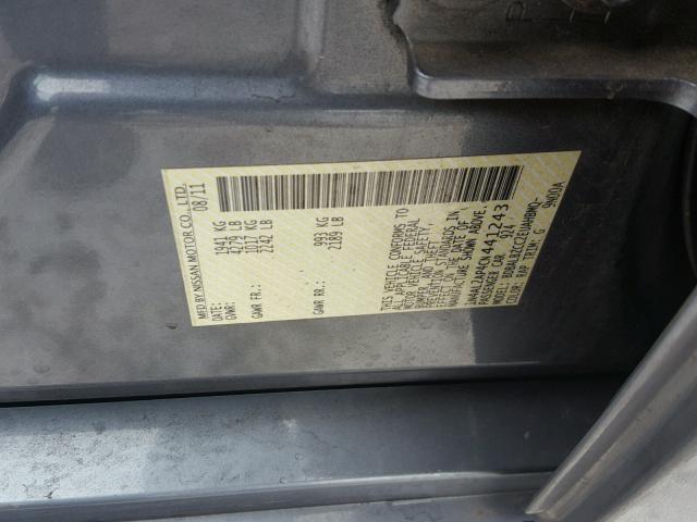 1N4AL2AP4CN441243 - 2012 NISSAN ALTIMA BAS BLUE photo 10