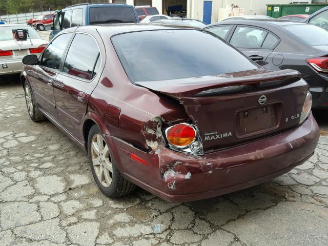 JN1DA31A03T413453 - 2003 NISSAN MAXIMA GLE MAROON photo 3