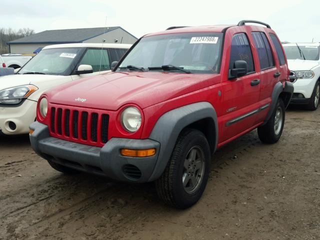 1J4GL48K54W283771 - 2004 JEEP LIBERTY SP RED photo 2