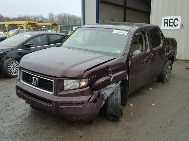 2HJYK163X8H541533 - 2008 HONDA RIDGELINE MAROON photo 2