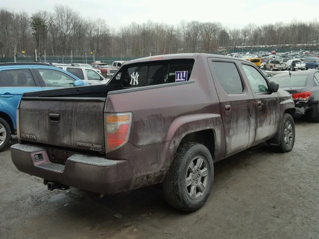 2HJYK163X8H541533 - 2008 HONDA RIDGELINE MAROON photo 4