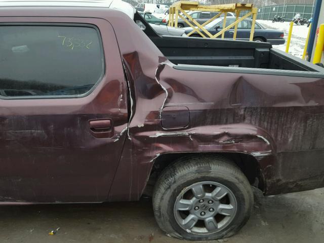 2HJYK163X8H541533 - 2008 HONDA RIDGELINE MAROON photo 9