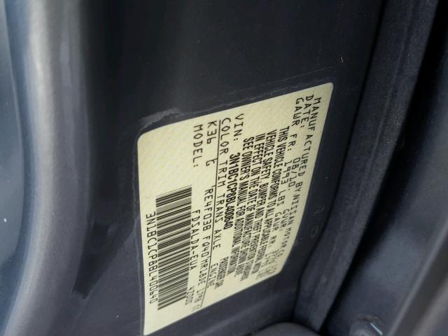 3N1BC1CP8BL400640 - 2011 NISSAN VERSA S GRAY photo 10