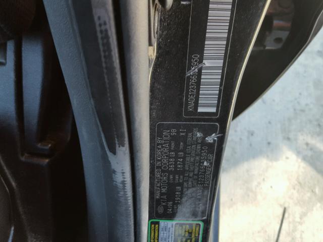 KNADE123766135950 - 2006 KIA RIO BLACK photo 10