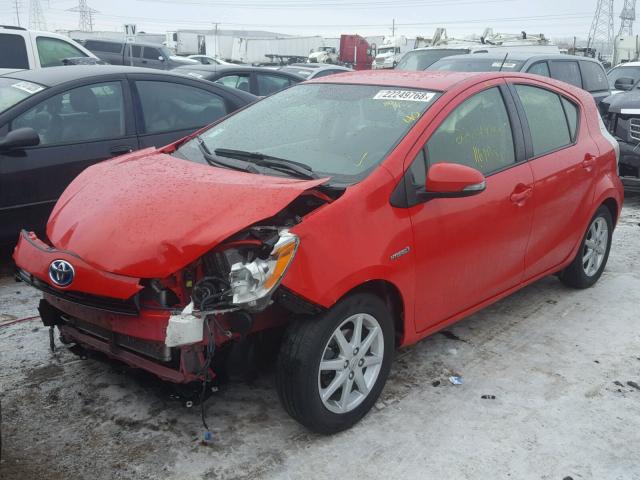 JTDKDTB30D1043999 - 2013 TOYOTA PRIUS C RED photo 2