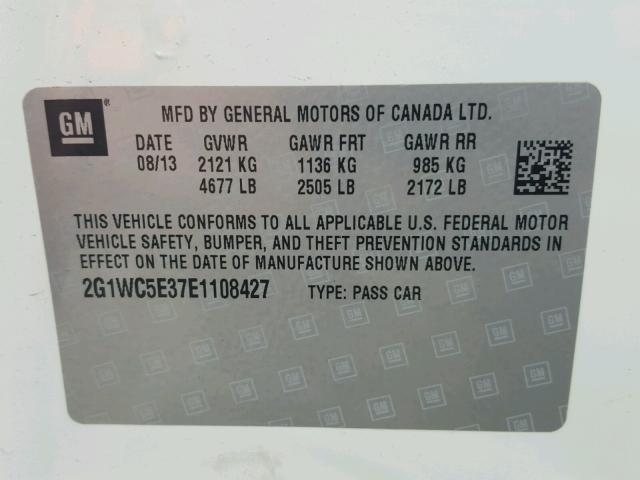 2G1WC5E37E1108427 - 2014 CHEVROLET IMPALA LIM WHITE photo 10