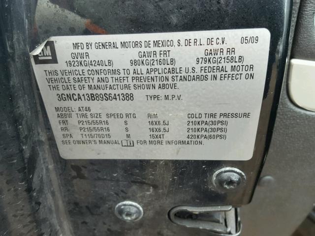 3GNCA13B89S641388 - 2009 CHEVROLET HHR LS BLACK photo 10