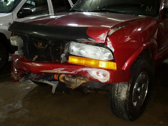 1GNDT13X43K182373 - 2003 CHEVROLET BLAZER BURGUNDY photo 9