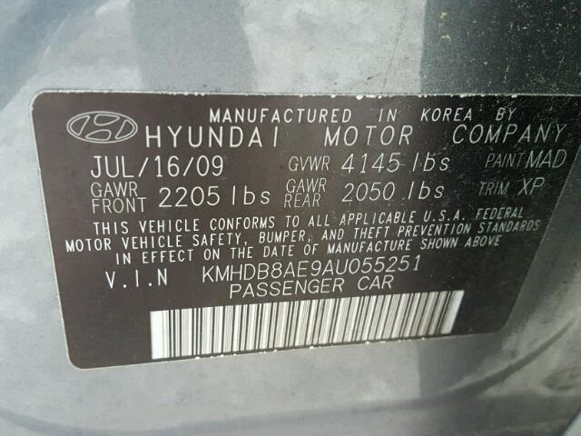 KMHDB8AE9AU055251 - 2010 HYUNDAI ELANTRA TO GRAY photo 10