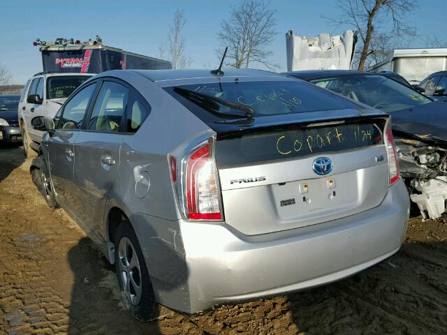 JTDKN3DU2C5466514 - 2012 TOYOTA PRIUS SILVER photo 3