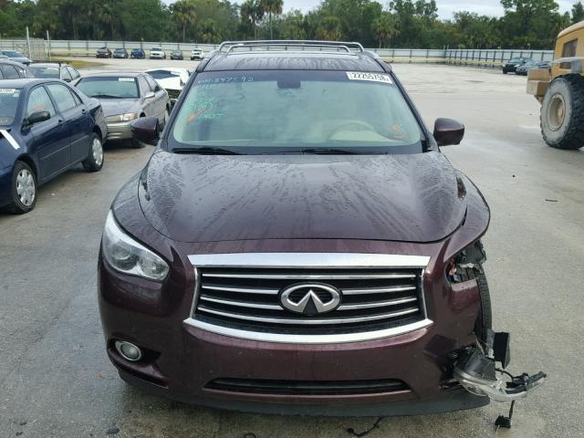 5N1AL0MN7EC547592 - 2014 INFINITI QX60 BURGUNDY photo 9