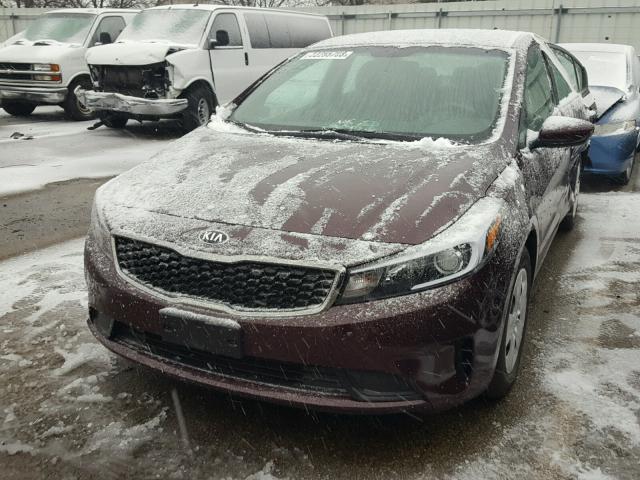 3KPFK4A77HE111008 - 2017 KIA FORTE LX BURGUNDY photo 2