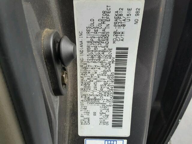 5TDZA23C04S103685 - 2004 TOYOTA SIENNA CE GRAY photo 10