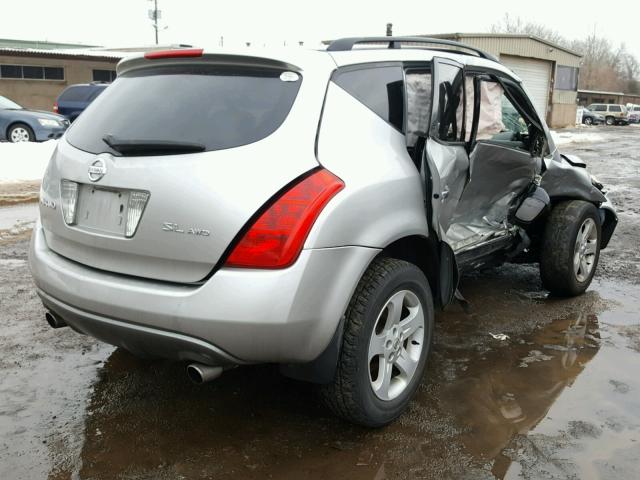 JN8AZ08W43W237972 - 2003 NISSAN MURANO SL SILVER photo 4