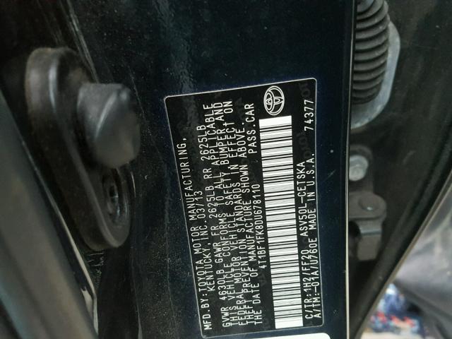 4T1BF1FK8DU678110 - 2013 TOYOTA CAMRY L BLACK photo 10